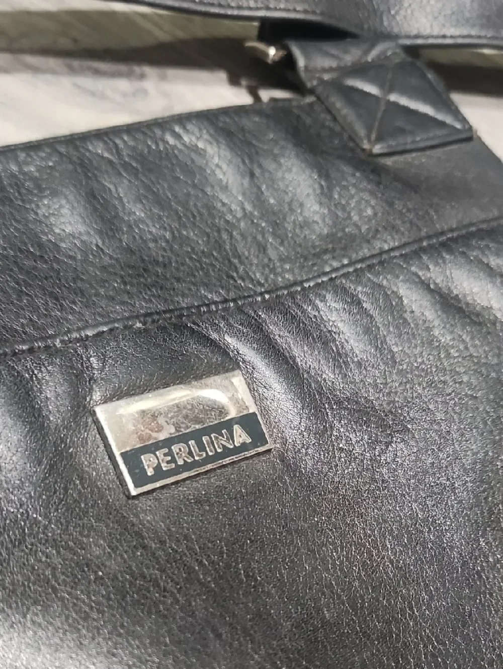 Leather Black Supple North/South Vtg Perlina Crossbody Bag